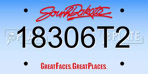 18306T2 South Dakota License Plate