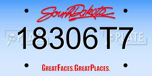 18306T7 South Dakota License Plate