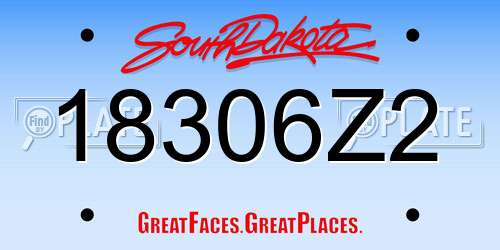 18306Z2 South Dakota License Plate