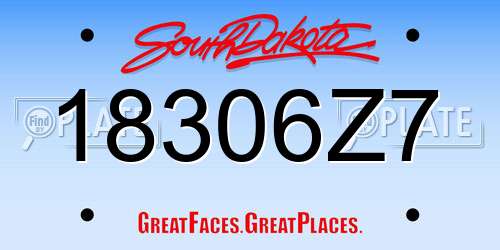 18306Z7 South Dakota License Plate