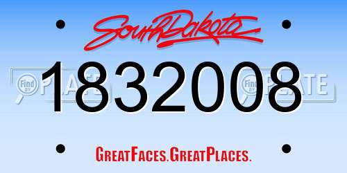 1832008 South Dakota License Plate