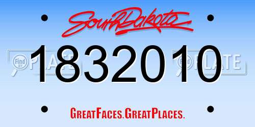 1832010 South Dakota License Plate