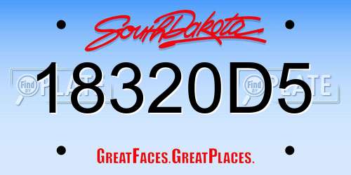 18320D5 South Dakota License Plate