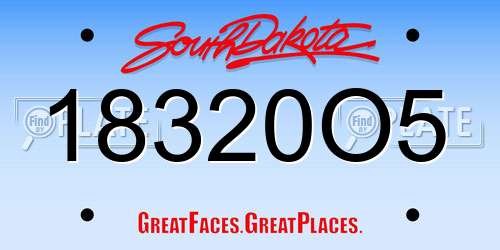 18320O5 South Dakota License Plate