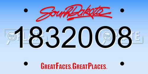 18320O8 South Dakota License Plate