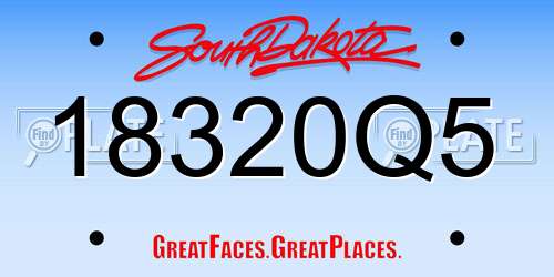 18320Q5 South Dakota License Plate