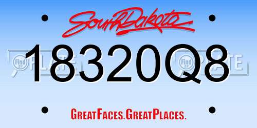 18320Q8 South Dakota License Plate