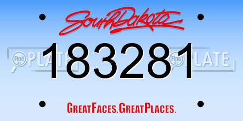 183281 South Dakota License Plate