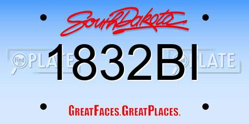 1832BI South Dakota License Plate