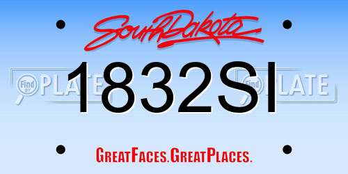 1832SI South Dakota License Plate