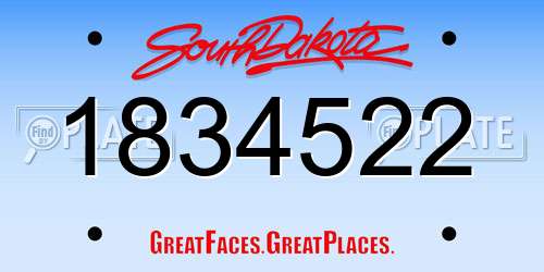 1834522 South Dakota License Plate