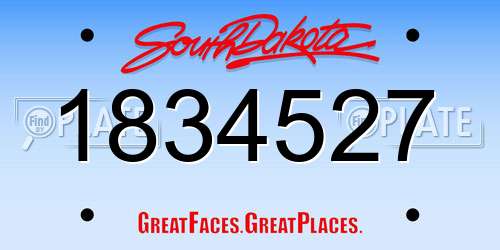 1834527 South Dakota License Plate