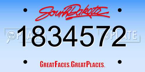 1834572 South Dakota License Plate