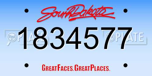 1834577 South Dakota License Plate
