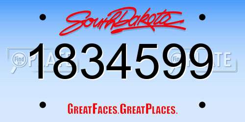 1834599 South Dakota License Plate