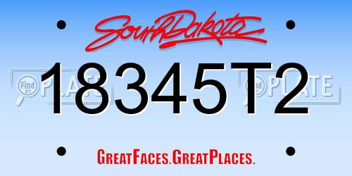 18345T2 South Dakota License Plate