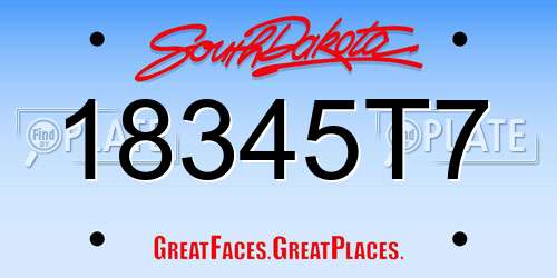 18345T7 South Dakota License Plate