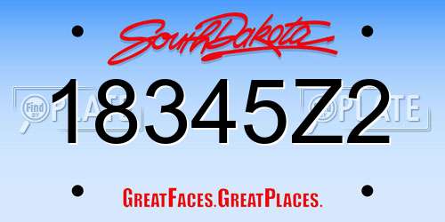 18345Z2 South Dakota License Plate