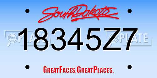 18345Z7 South Dakota License Plate