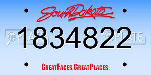 1834822 South Dakota License Plate