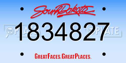 1834827 South Dakota License Plate