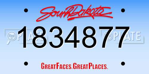 1834877 South Dakota License Plate