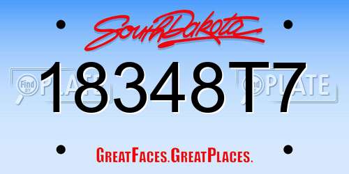 18348T7 South Dakota License Plate