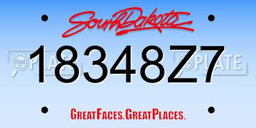 18348Z7 South Dakota License Plate
