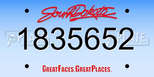 1835652 South Dakota License Plate