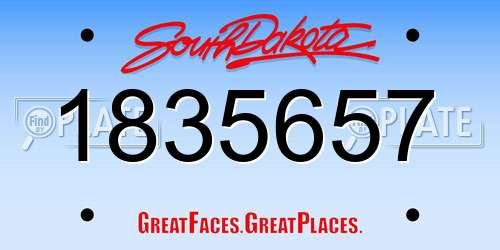1835657 South Dakota License Plate