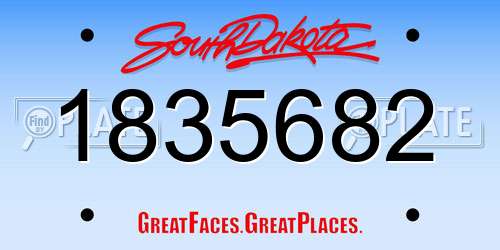 1835682 South Dakota License Plate