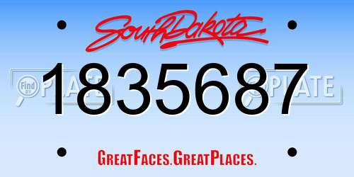 1835687 South Dakota License Plate
