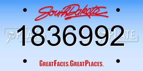 1836992 South Dakota License Plate