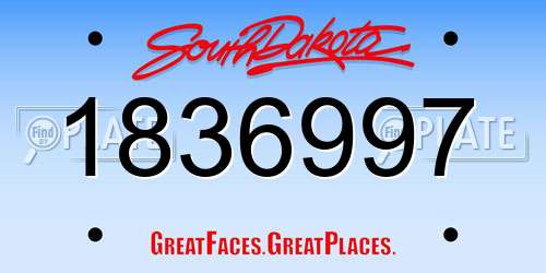 1836997 South Dakota License Plate