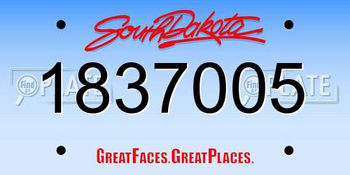 1837005 South Dakota License Plate
