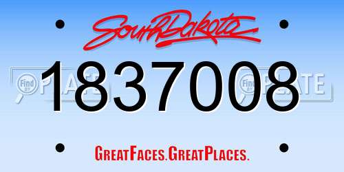 1837008 South Dakota License Plate
