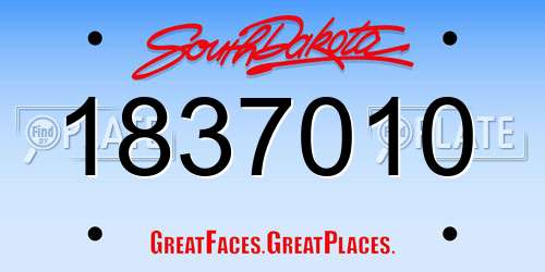 1837010 South Dakota License Plate