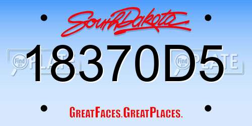 18370D5 South Dakota License Plate