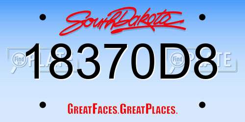 18370D8 South Dakota License Plate