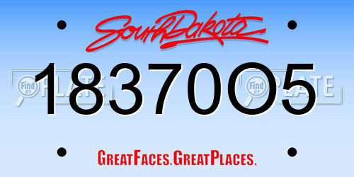 18370O5 South Dakota License Plate
