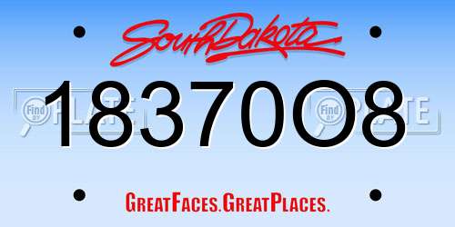 18370O8 South Dakota License Plate