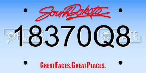 18370Q8 South Dakota License Plate