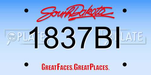 1837BI South Dakota License Plate