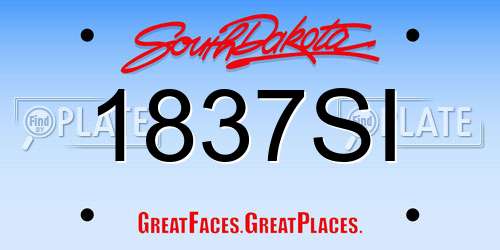1837SI South Dakota License Plate