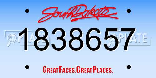 1838657 South Dakota License Plate