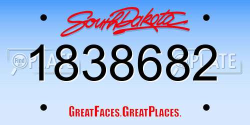 1838682 South Dakota License Plate