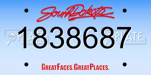 1838687 South Dakota License Plate