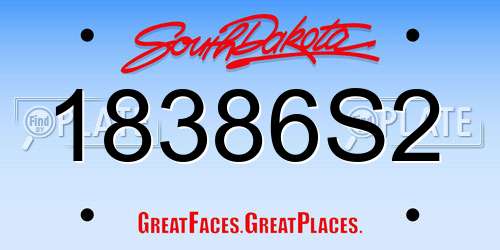 18386S2 South Dakota License Plate