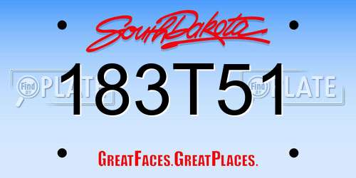 183T51 South Dakota License Plate