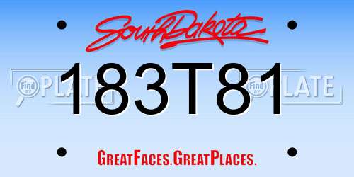 183T81 South Dakota License Plate